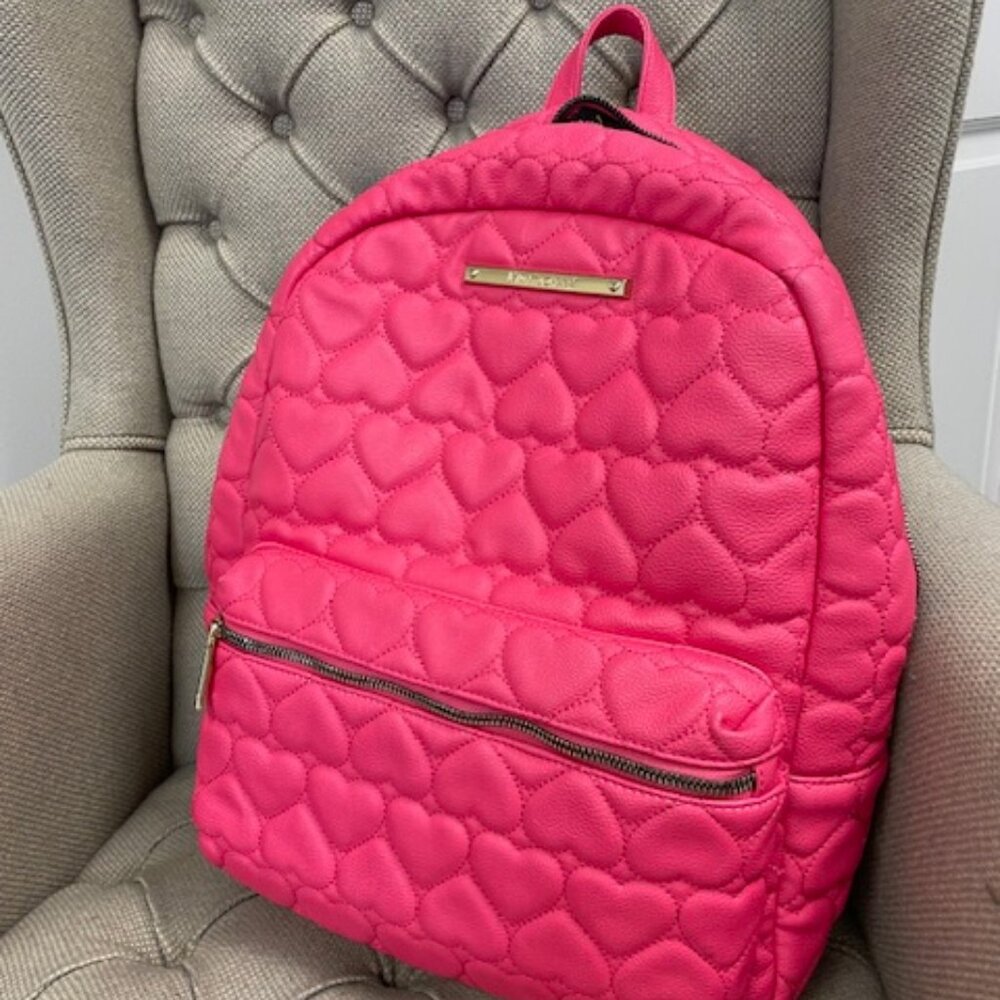 Hot Pink Quilted Heart Betsey Johnson Backpack